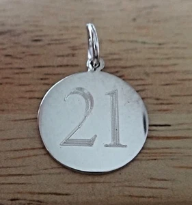 Sterling Silver 15mm Number 21 21st Birthday Anniversary Engraveable Charm - Picture 1 of 3