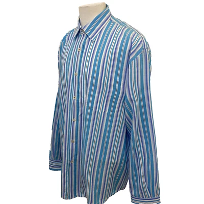 Camisa informal Nat Nast Luxury Original Calce Americano para hombre talla XL azul a rayas Foto 1 de 4