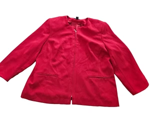 Karen Scott Women's Red Zip-Front Blazer Jacket, 20W, Classic Polyester Design - Picture 1 of 8