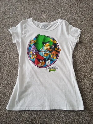 Angry Birds Shirt Women's XL White Logo Graphic Tee Short Sleeve 2011 - Image 1 of 4