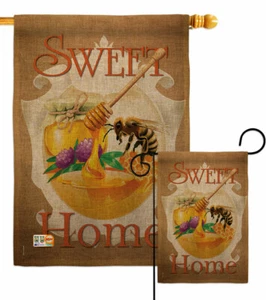 My Bee Sweet Home Burlap Garden Flag Friends Decorative Gift Yard House Banner - Picture 1 of 19