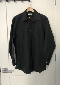 Yves Saint Laurent Dark Grey Dress Shirt VINTAGE YSL Logo 16 32/33*small flaw - Picture 1 of 11