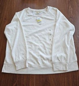 Women's Size Medium Style&Co Speckled Sweatshirt In Confetti White-NWT - Picture 1 of 12