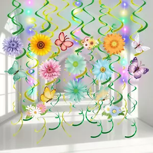 33 Pcs Spring Flower Butterfly Hanging Decorations with LED Lights - Picture 1 of 12