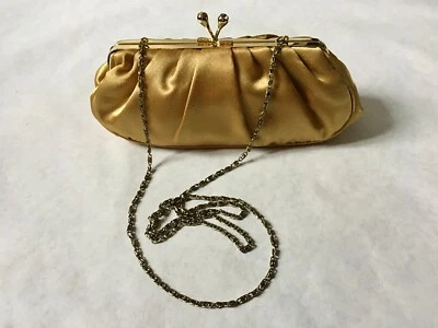 Vintage 90's Jessica McClintock Evening Purse Clutch Gold Satin - Image 1 of 4