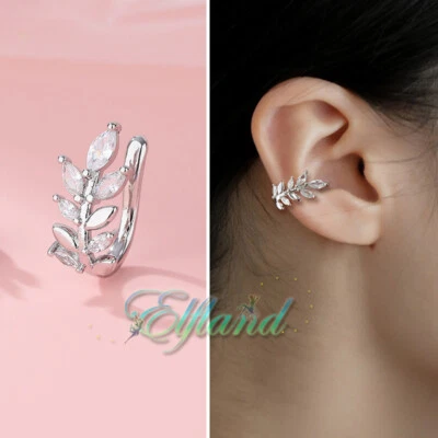 Ohrklemme Ohrclip Ohrschmuck Ear Cuff * Ast Blatt Blätter Zirkonia - Bild 1 von 2