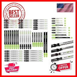 50-Piece Jigsaw Blades Set with Case, Assorted T-Shank Jig Saw Blades for Woo... - Picture 1 of 7