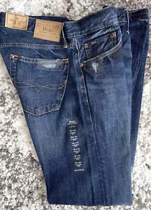 Polo Ralph Lauren Jeans Herren Blau 32x34 Sullivan Slim Distressed Denim Patches - Bild 1 von 11