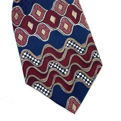 Винтажный 1980-х Oscar de la Renta абстрактное искусство носить шелк синий красный галстук 57 x 4 - Изображение 1 из 4