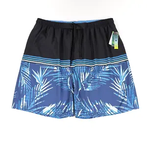 Burnside Mens South Shore Quick Dry Tropical Print Swim Trunks Shorts Black XL - Picture 1 of 13