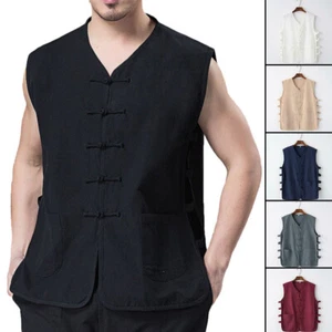 Hombres Chino Kung Fu Tai Chi Tang Traje Chaleco Pantalones Chaleco Artes Marciales Conjunto - Imagen 1 de 23