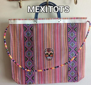 Artisan Mexican Handmade Mesh Recycled Plastic Tote Bag Color Crossbody Skulls - Picture 1 of 1