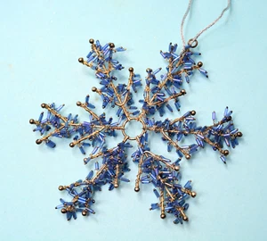 One Beaded snowflake Christmas Tree Ornaments blue - Picture 1 of 2