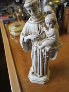 Gesso Sacerdote/Bambino Alto 9" Vintage Dipinto Marrone Made in Holland Molto Bello! - Foto 1 di 10