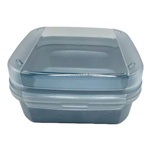 Tupperware Vintage #1619-4 Blue Modular Mates 5 Cup 1.2L Square Hinged Flip Lid - Picture 1 of 9