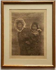 Rare 1928 Edward Curtis Print Native American Indian Nunivak Yupik Woman Child - Picture 1 of 22