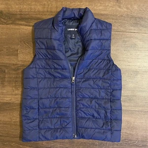Lands End  Puffer Vest Boys  Youth Size XS 5/6  Navy Blue Full Zip Primaloft - Picture 1 of 9