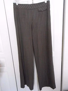 ESCADA--MADE IN GERMANY--BROWN/WHITE SIDE ZIPPER WIDE LEG SLACKS----40 - Picture 1 of 3
