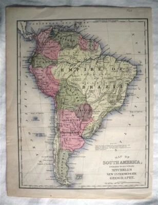 Augustus Mitchell c1860 Map of South America 12" x 9" Latin - Image 1 of 3
