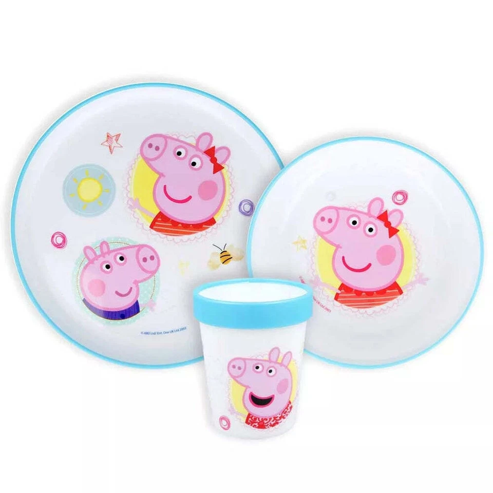Peppa Pig Wutz Geschirr Set Junge Kindergarten Teller Rutschfest 260ml - Bild 1 von 1