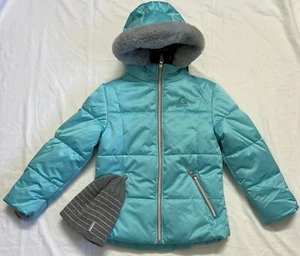 Gerry Girls' Quilted Jacket With Faux Fur Hoodie & Knit Beanie Size M-10/12 - Picture 1 of 9