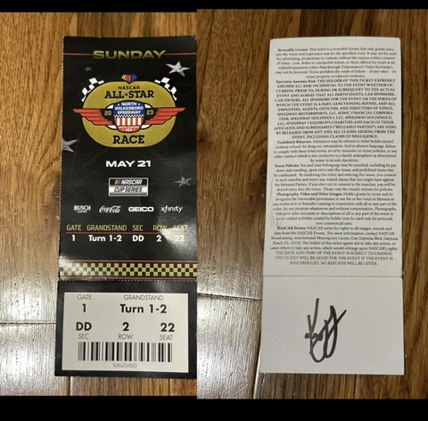 2023 Nascar AllStar Race North Wilkesboro Full Ticket Autographed By KYLE LARSON Cover