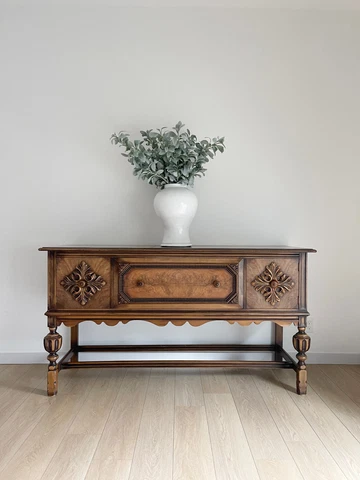 Vintage 1920s Berkey and Gay Sideboard Buffet Server Table - Jacobean Style Cover