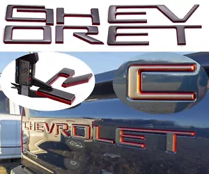 Letras grises rojas portón trasero para Chevrolet Silverado 1500 2500 3500 2019-2023 - Imagen 1 de 6