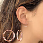 6mm Rose Gold 925 Sterling Silver Diamond Cut Seamless 2mm Thick Hoop Earrings
