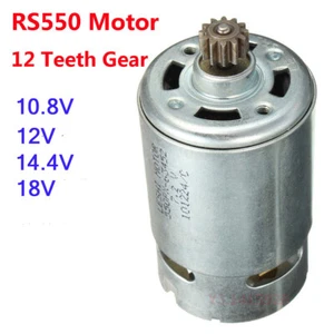 RS550 Motor 12 Teeth Gear 10.8V 12V 14.4V 18V For Cordless Drill Shaft Dia.3mm - Picture 1 of 16