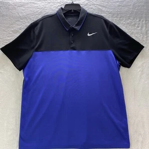 Nike Golf Standard Fit Dri-Fit Polo Shirt Mens 2XL XXL Blue Black - Picture 1 of 11