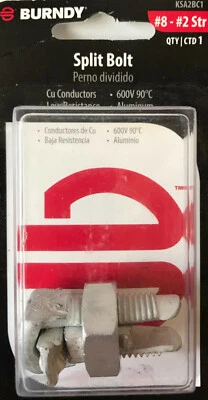Burndy Aluminum Split Bolt Connector - 600V - #8 - #KSA2BC1 - Image 1 of 2