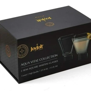 Set of Two Semi Square Cocktail Dessert Martini Crystal Drinking Glass 7.5 Oz - Picture 1 of 16