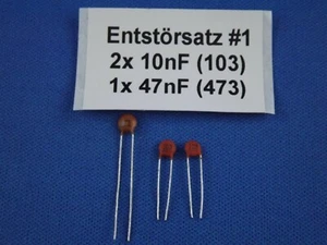 Entstörsatz #1 für Bürstenmotore 2x 10nF 50V, 1x 47nF 50V - Bild 1 von 1
