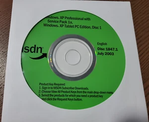 Microsoft MSDN Windows XP Professional w/ Service Pack 1a XP Tablet Disc 1847.1 - Picture 1 of 4