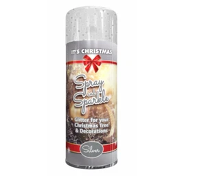 2 X SILBER WEIHNACHTSBAUM GLITZER SPRAY & SPARKLE für DEKO WEIHNACHTEN 200ml - Bild 1 von 1