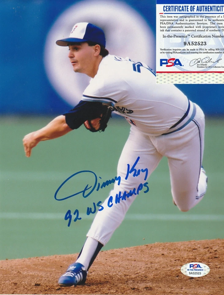 JIMMY KEY  TORONTO BLUE JAYS  92 WS CHAMPS  PSA AUTHENTICATED SIGNED 8x10 - Image 1 of 1