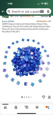 Azulejos cuadrados de mosaico de vitrales iridiscentes. 320 Piezas 1 Lb Foto 1 de 2