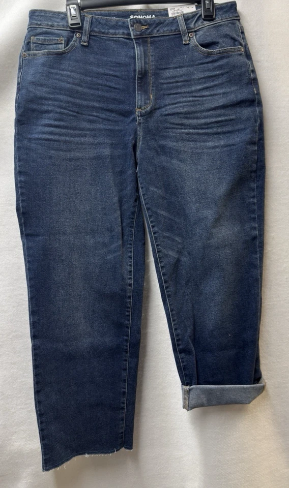 Women’s SONOMA Goods For Life High-Waisted Straight Leg Crop Jeans Size 14