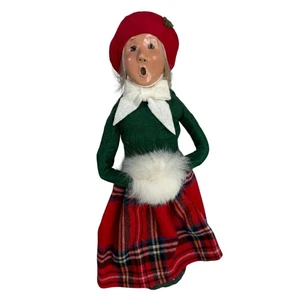Vintage Byers Choice1983 Girl Caroler Figurine Red Plaid Skirt Signed 12” - Picture 1 of 6