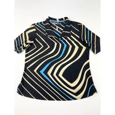 Jamie Sadock Pullover Medium Black Blue Gold Golf Polo Short Sleeve Top Shirt - Image 1 of 4