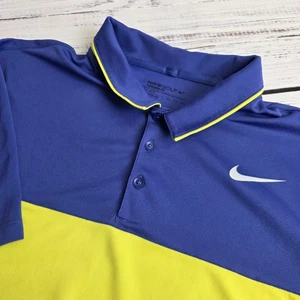 Nike Dri Fit Golf Polo Mens XXL Short Sleeve Purple Neon Yellow Standard Fit - Picture 1 of 10