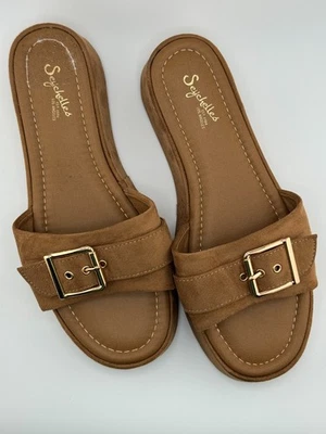 Sandalias Seychelles para mujer con plataforma de amapola deslizable marrón coñac detalles con hebilla 10M Foto 1 de 4