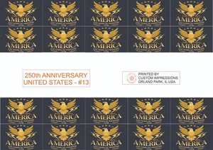 250TH ANNIVERSARY UNITED STATES STICKERS COMPLETE SHEET #13 - Picture 1 of 1