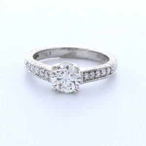 ANILLO ACENTO VINTAGE ORO BLANCO 14K DIAMANTE CREADO EN LABORATORIO D/VVS2 CORTE REDONDO 1,4 QUILATES - Imagen 1 de 15