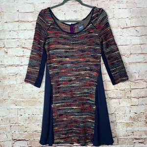Anthropologie Dress Maeve Boucle Knit Sweater A-Line Mini Swing Size Small Blue - Picture 1 of 13