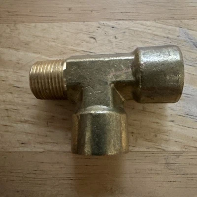 3/8 Npt Male Female Street Tee T Forged Brass Pipe Fitting Fuel Air Oil Gauge - Image 1 of 3