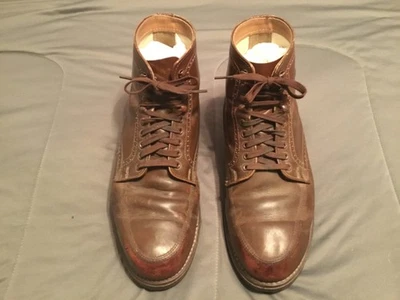 Vtg Unbranded Brogue Chukka Brown Leather Lace-Up Cloth Lined Ankle Boots sz ?? - Image 1 of 4