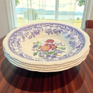 Copeland Spode Mayflower Rand Suppenschalen 4er Set Gadroon Kanten 7 1/2 in Vintage - Bild 1 von 6