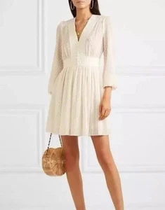 ZIMMERMANN Plisse Dot V Neck Mini Dress SZ 0p/ AU / 6US White Wedding - Picture 1 of 5
